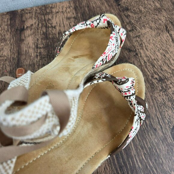 J Crew Marianne Espadrille Wedges 10 Brown Tan Twist Lace Up Ankle Jute Italian - Picture 12 of 14